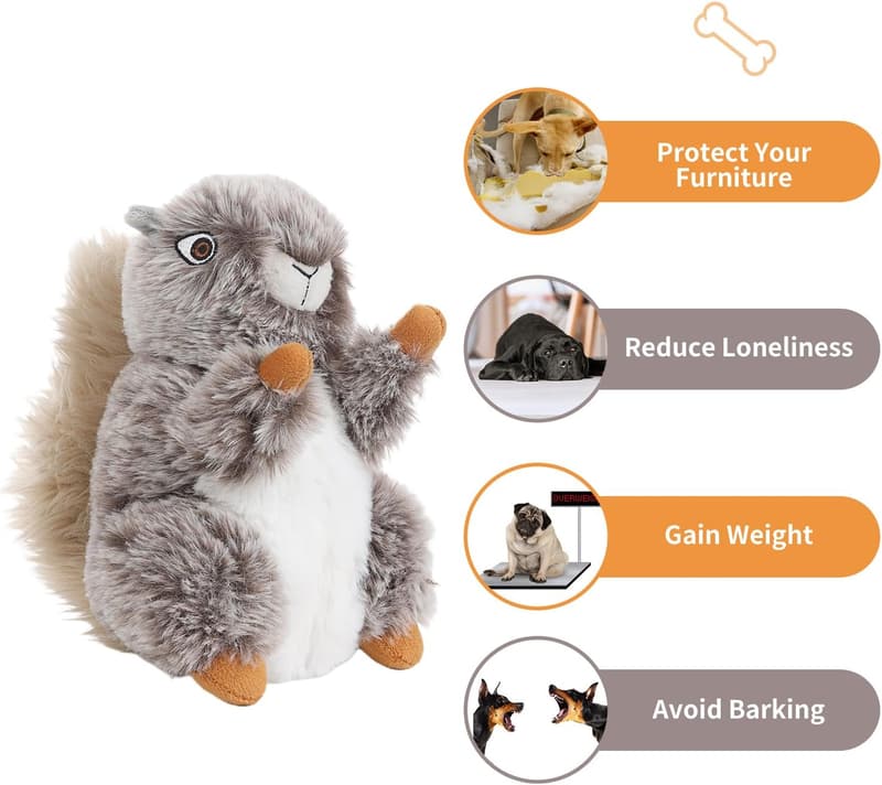 Plush Squirrel Dog Chew Toy - Soft Squeaky Gift for Pets