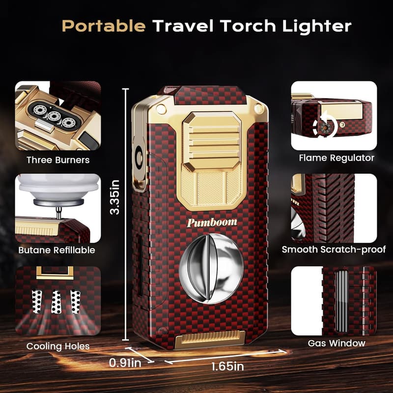 5-in-1 Windproof Torch Lighter with Gift Box for Men
