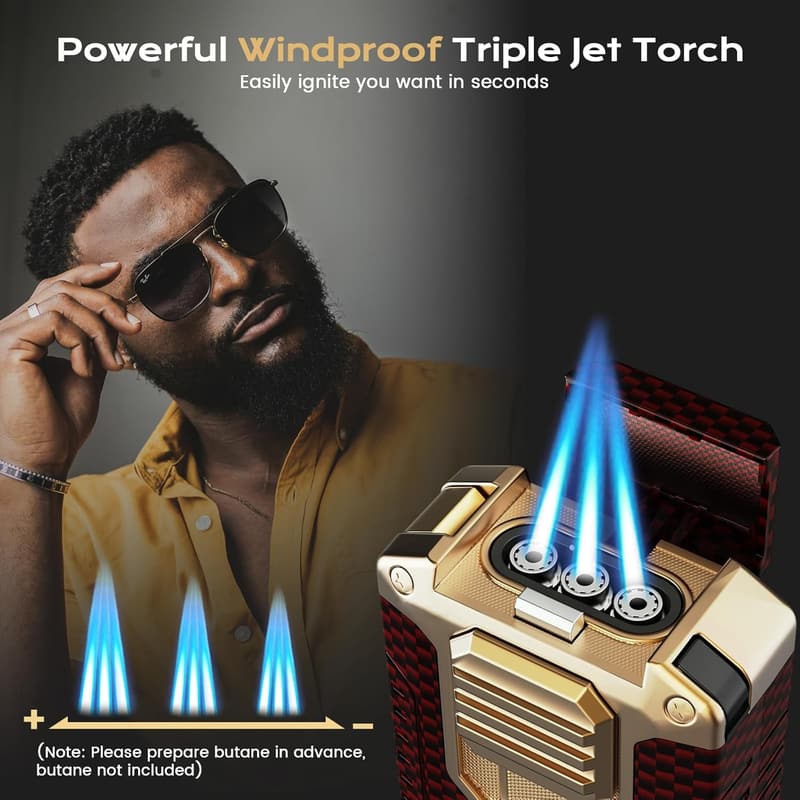 5-in-1 Windproof Torch Lighter with Gift Box for Men