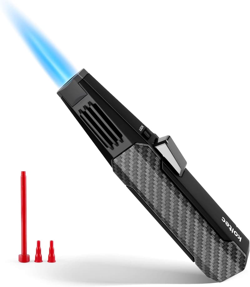 Outdoor Windproof Butane Torch Lighter with Safety Lock