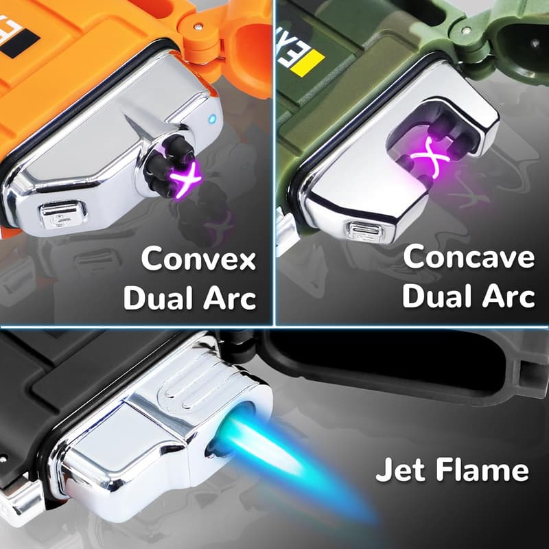 Dual Arc Waterproof USB Rechargeable Lighters - 4 Pack