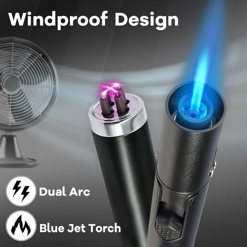 Dual Arc Butane Electric Candle Lighter - Windproof USB Rechargeable