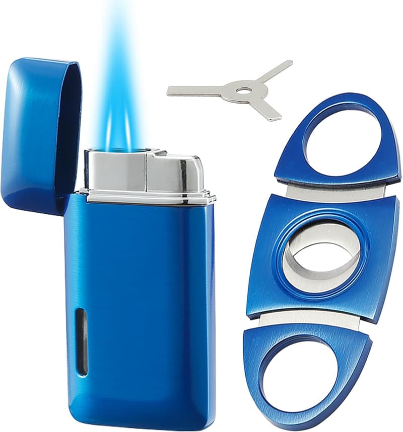 Butane Torch Lighter Set with Cutter and Adjustable Flame