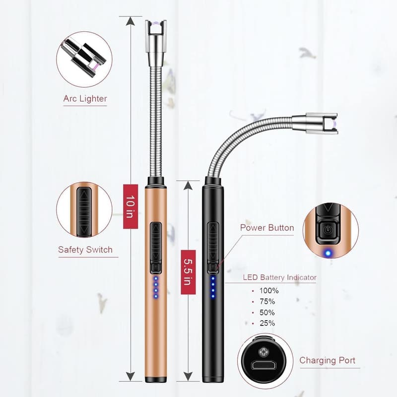 USB Rechargeable Windproof Candle Lighter 2-Pack for Home Use