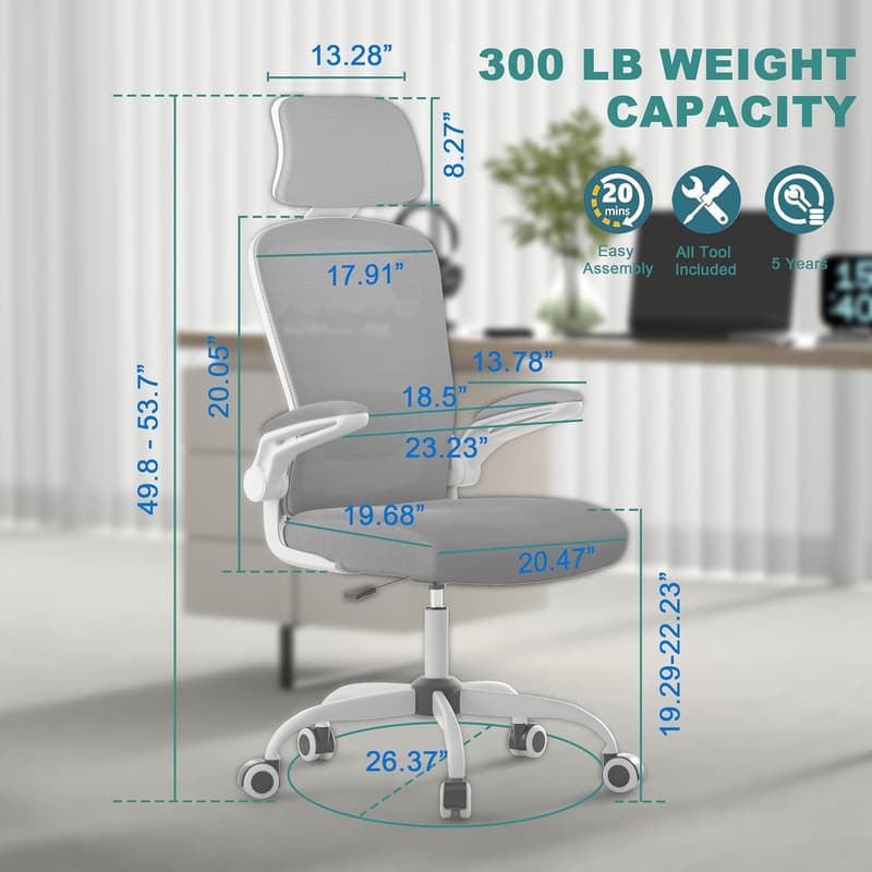 Ergonomic Office Chair with Adjustable Lumbar Support & Headrest