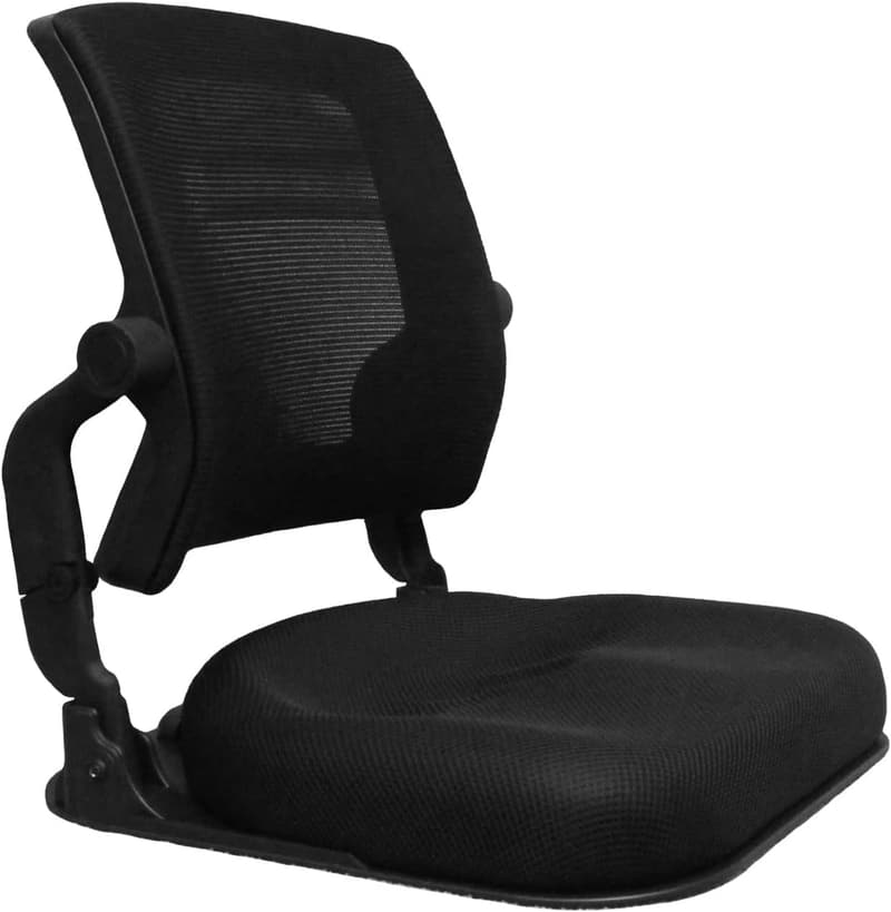 Foldable Orthopedic Floor Chair with Back Support - Black