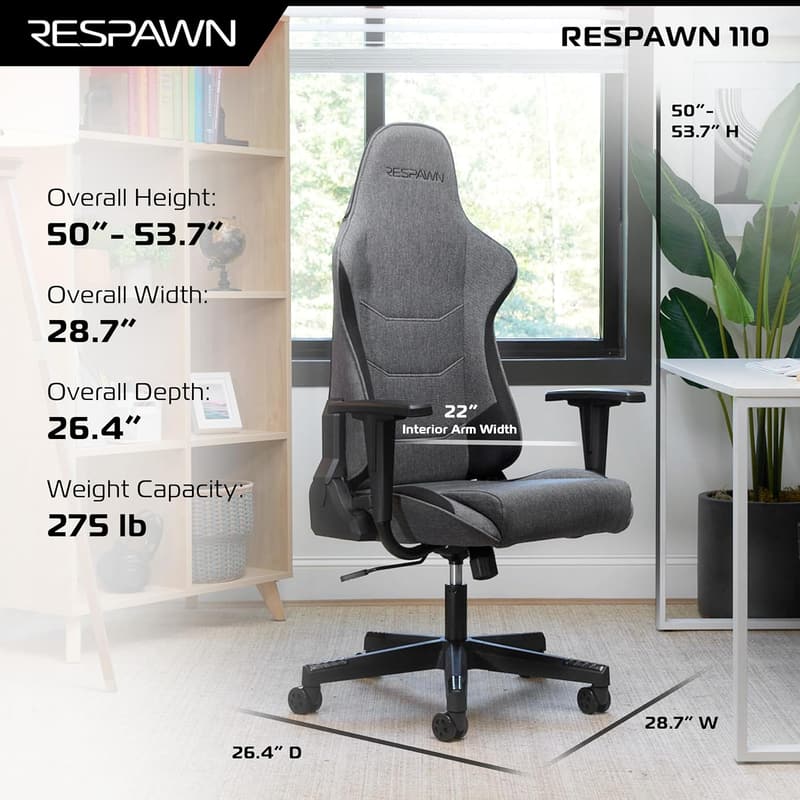 Ergonomic Racing Style Gaming Chair with Adjustable Recline - Grey