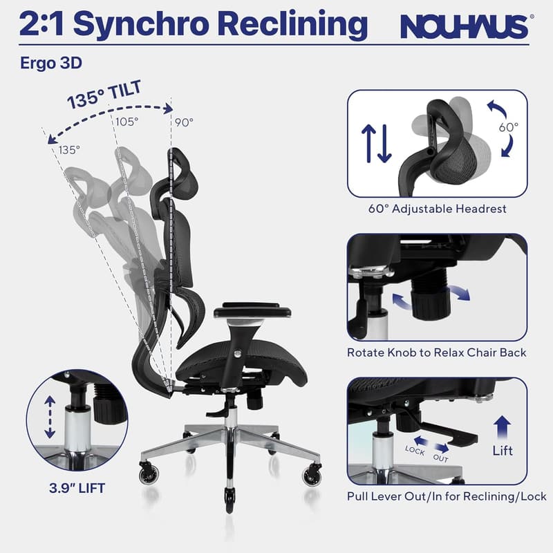 Ergonomic Mesh Office Chair with Lumbar Support and Adjustable Features