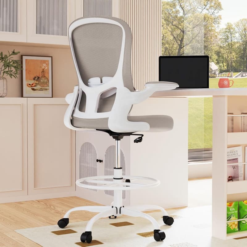 Ergonomic Drafting Chair with Lumbar Support & Adjustable Footrest