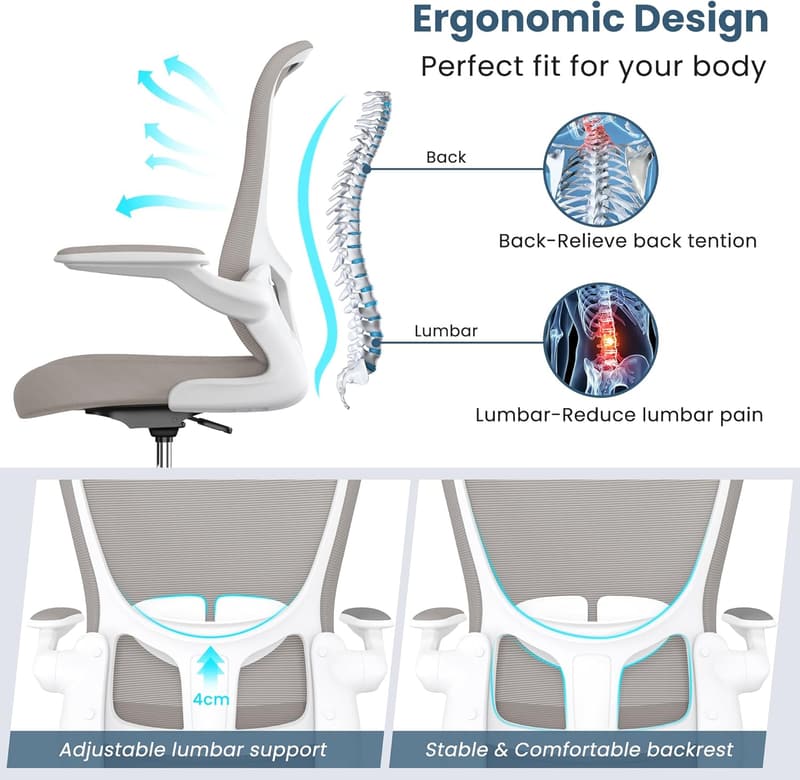 Ergonomic Drafting Chair with Lumbar Support & Adjustable Footrest