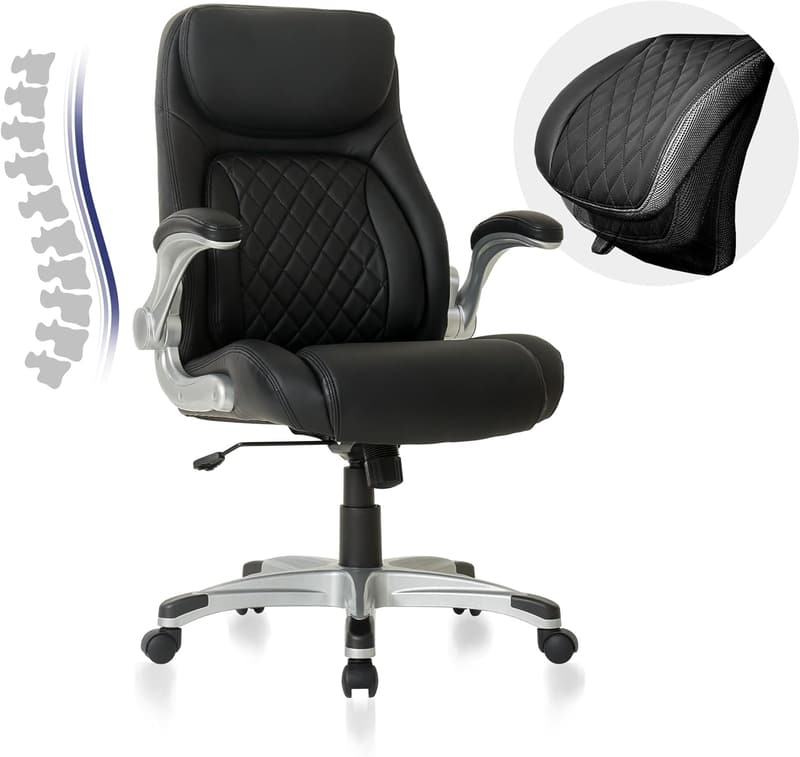 Ergonomic Office Chair with Adjustable Lumbar Support - Black