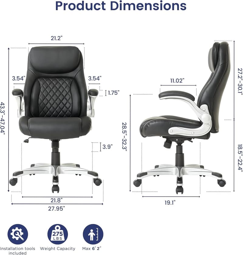 Ergonomic Office Chair with Adjustable Lumbar Support - Black