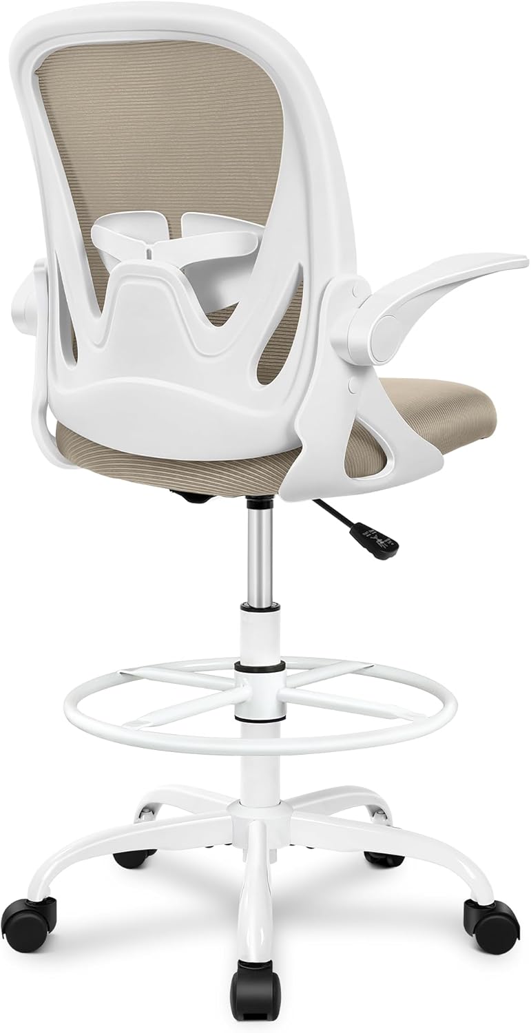 Ergonomic Drafting Chair with Flip-up Armrests and Lumbar Support