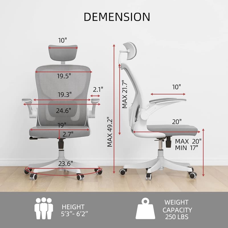 Ergonomic Office Chair with Lumbar Support & Headrest