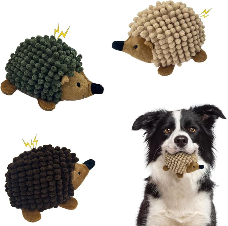 Squeaky Plush Hedgehog Dog Toys 3-Pack for Small Dogs