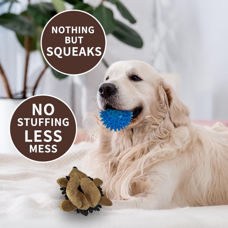 Squeaky Plush Hedgehog Dog Toys 3-Pack for Small Dogs