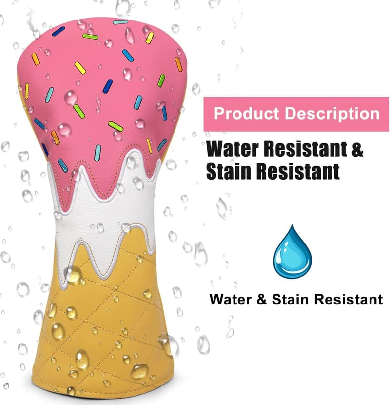 Ice Cream Design Leather Golf Club Head Covers Set