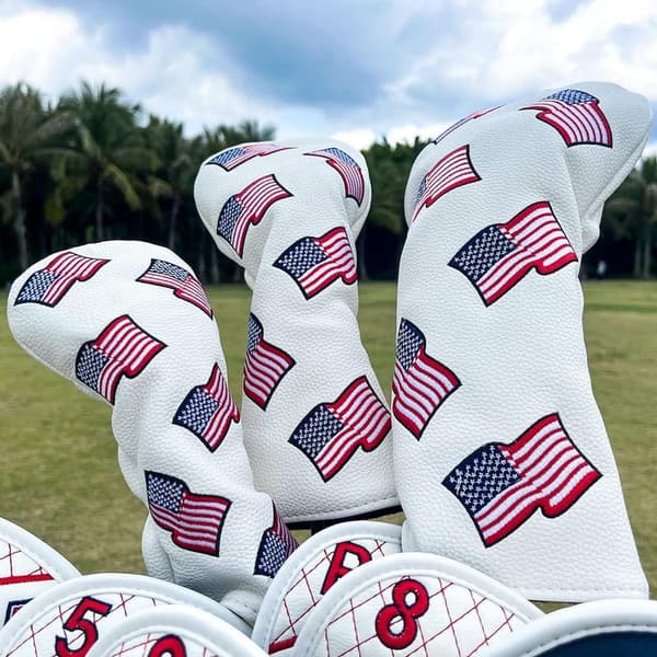US Flag Golf Club Head Covers - Synthetic Leather Set