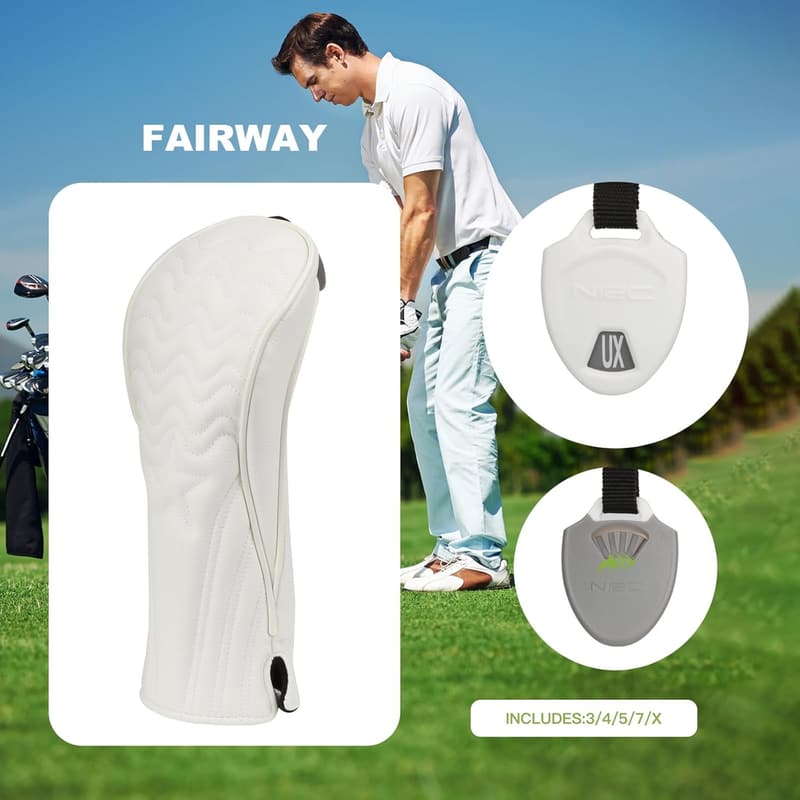 Golf Club Head Covers - Premium PU Leather, Interchangeable Tags