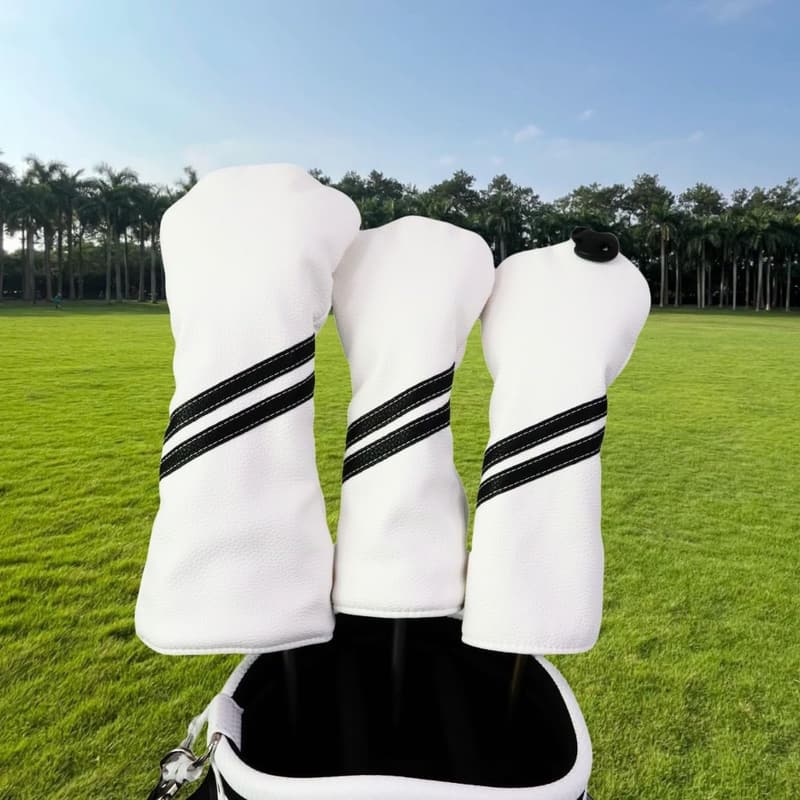 Golf Club Head Covers Set - Waterproof PU with Rotating Tags