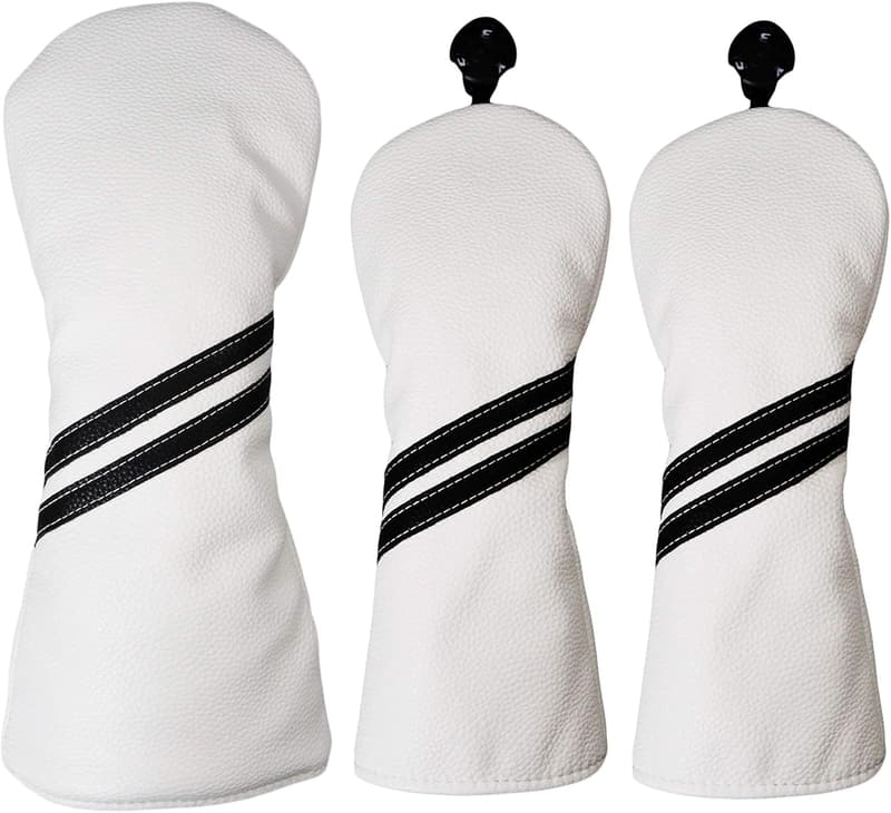 Golf Club Head Covers Set - Waterproof PU with Rotating Tags