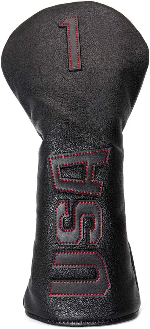 Golf Driver & Fairway Wood Headcovers - Black Synthetic Leather