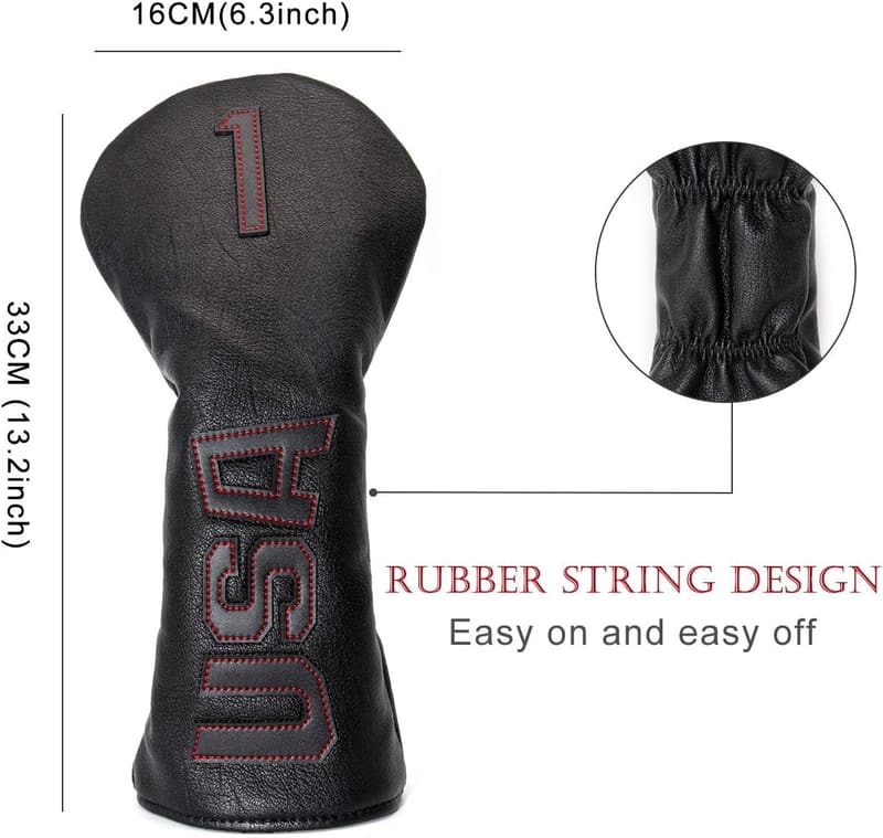 Golf Driver & Fairway Wood Headcovers - Black Synthetic Leather