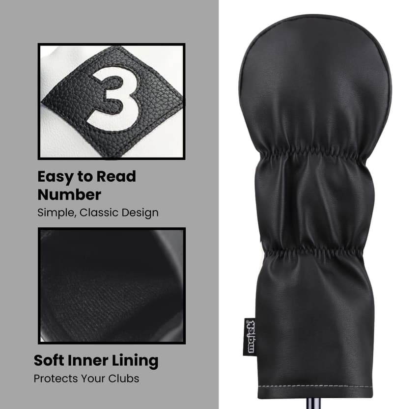Majek Vintage Leather Golf Headcovers for Drivers & Fairways