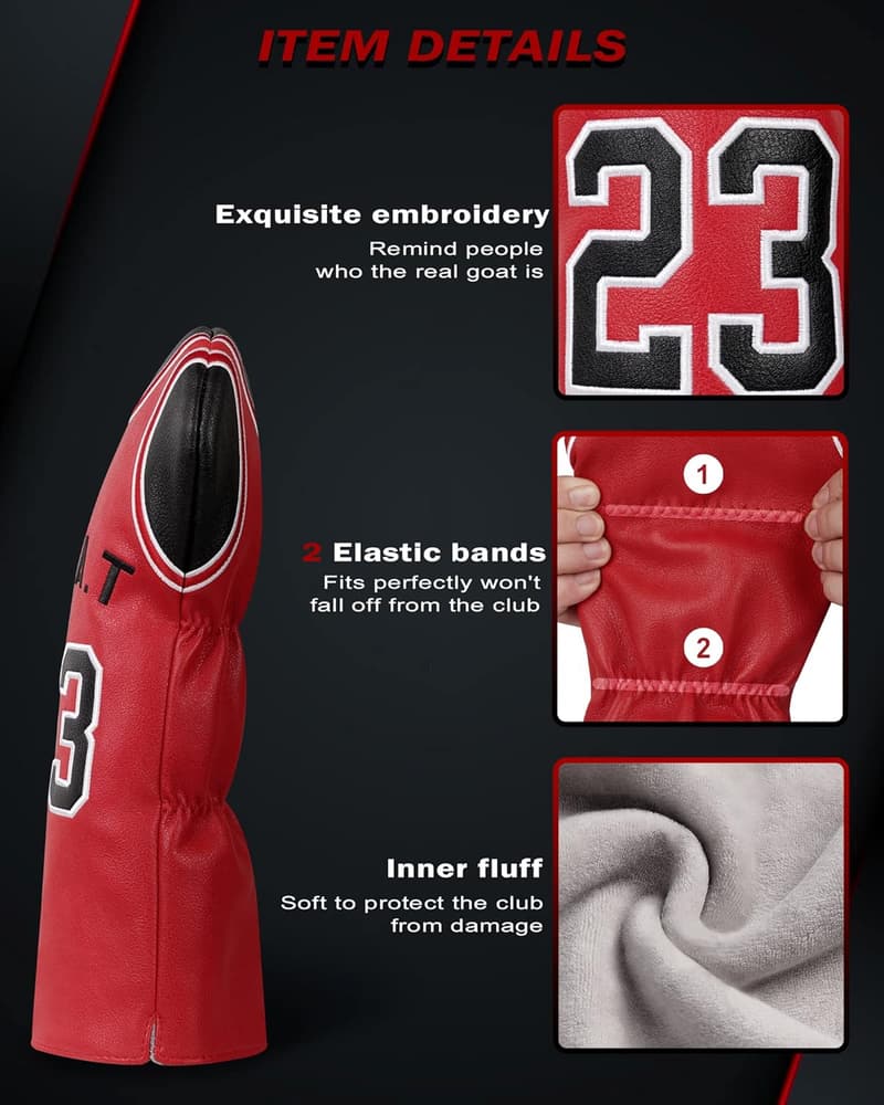 Red No.23 Golf Headcovers for 460cc Drivers & Fairway Woods