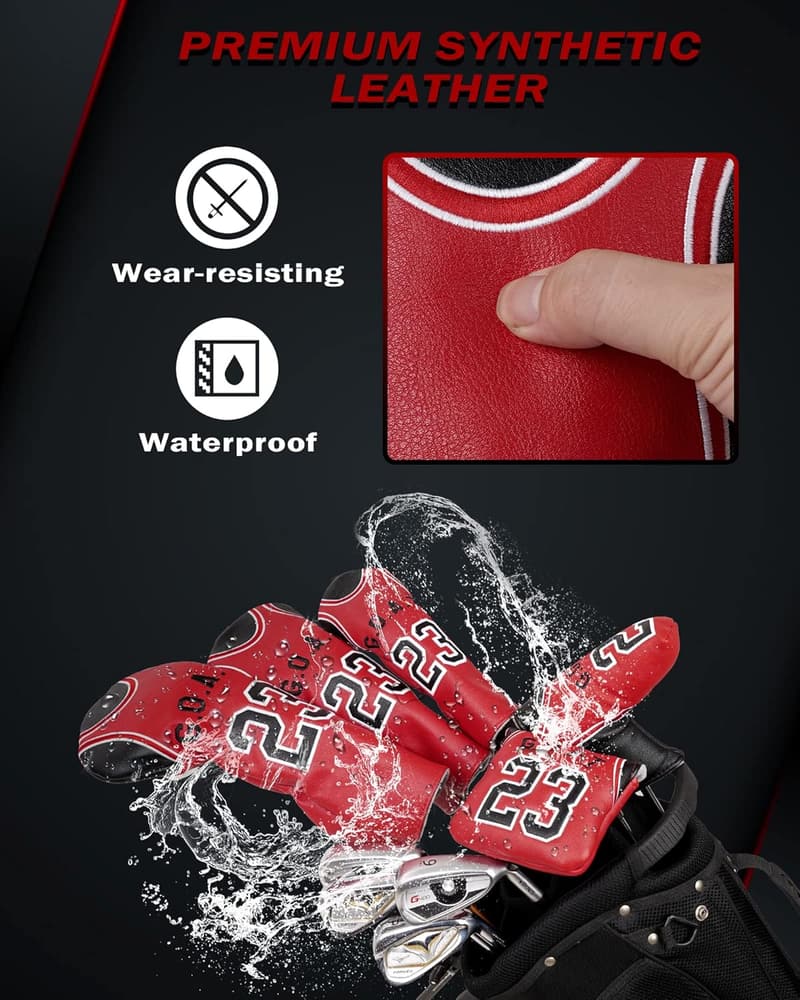 Red No.23 Golf Headcovers for 460cc Drivers & Fairway Woods