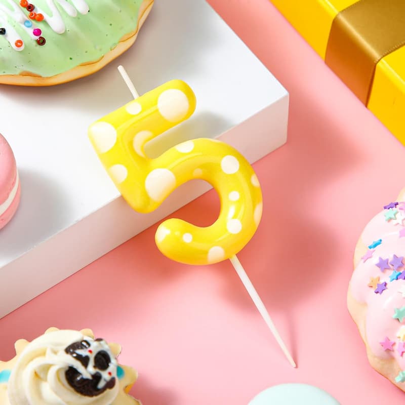 SpongeBob-themed Yellow Number 5 Birthday Candle