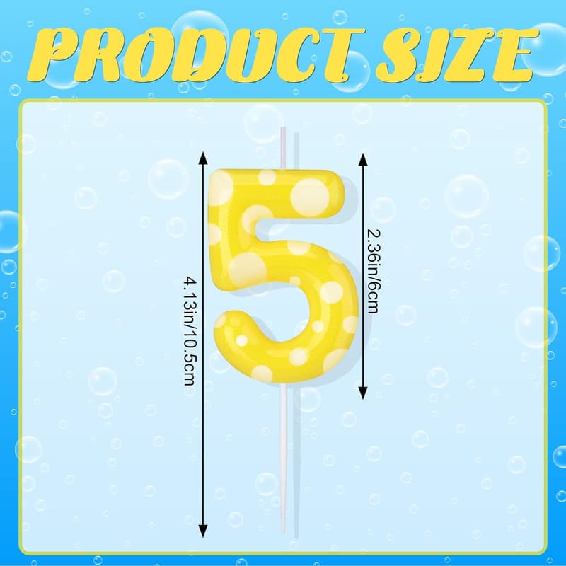 SpongeBob-themed Yellow Number 5 Birthday Candle