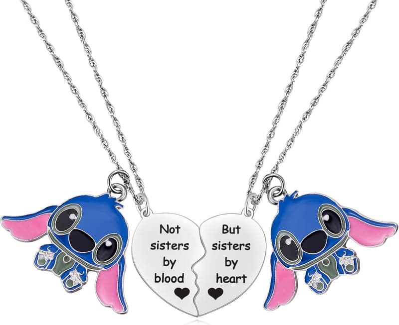 Friendship Stitch Necklace Set for 2 - Matching Heart Jewelry