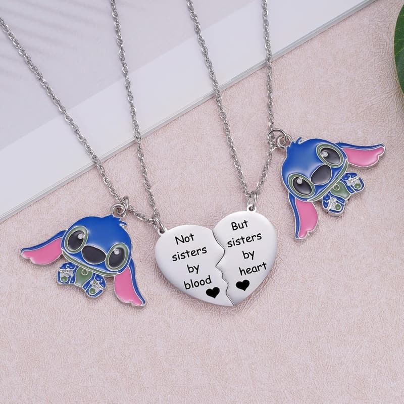 Friendship Stitch Necklace Set for 2 - Matching Heart Jewelry