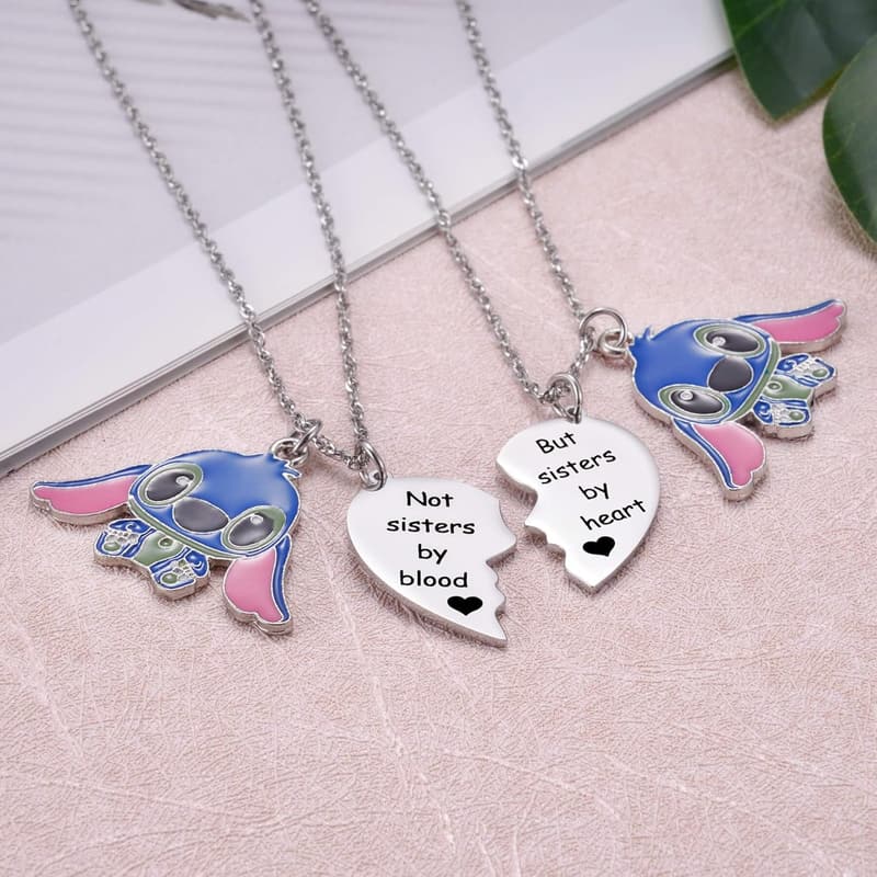 Friendship Stitch Necklace Set for 2 - Matching Heart Jewelry