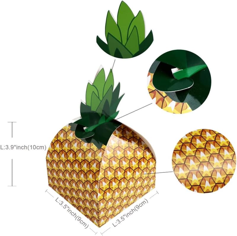Tropical Hawaiian Party Favor Boxes - 24 Pineapple Goodie Boxes