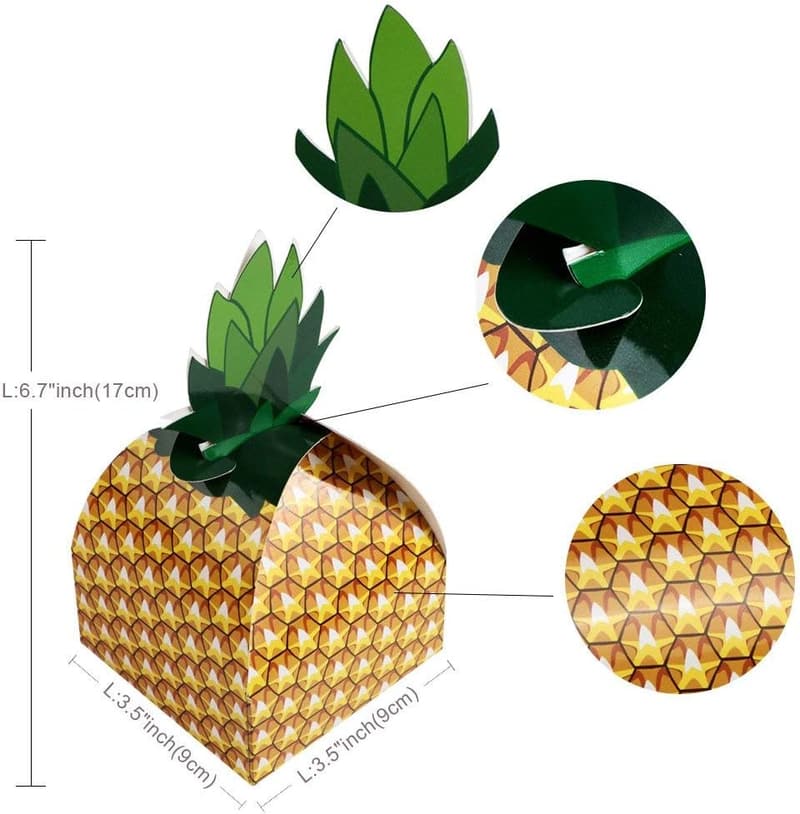 Hawaiian Tropical Party Pineapple Favor Boxes - 36pcs
