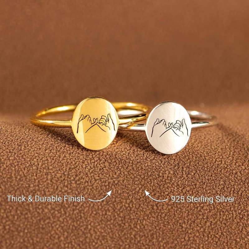 Friendship Rings for Women - 925 Sterling Silver Pinky Promise Set