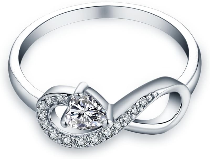 Women's Sterling Silver Infinity Heart Promise Ring with Birthstone