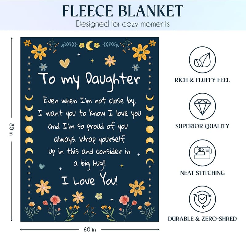 Super Soft Fleece Throw Blanket for Daughter from Mom