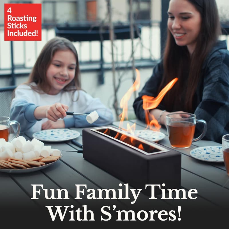 Concrete Tabletop Fire Pit - Portable Indoor & Outdoor Smores Maker