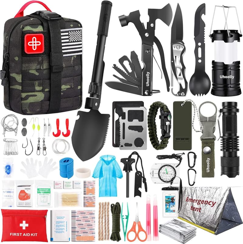 Emergency Survival Gear Kit with 252 Pcs for Car and Outdoor