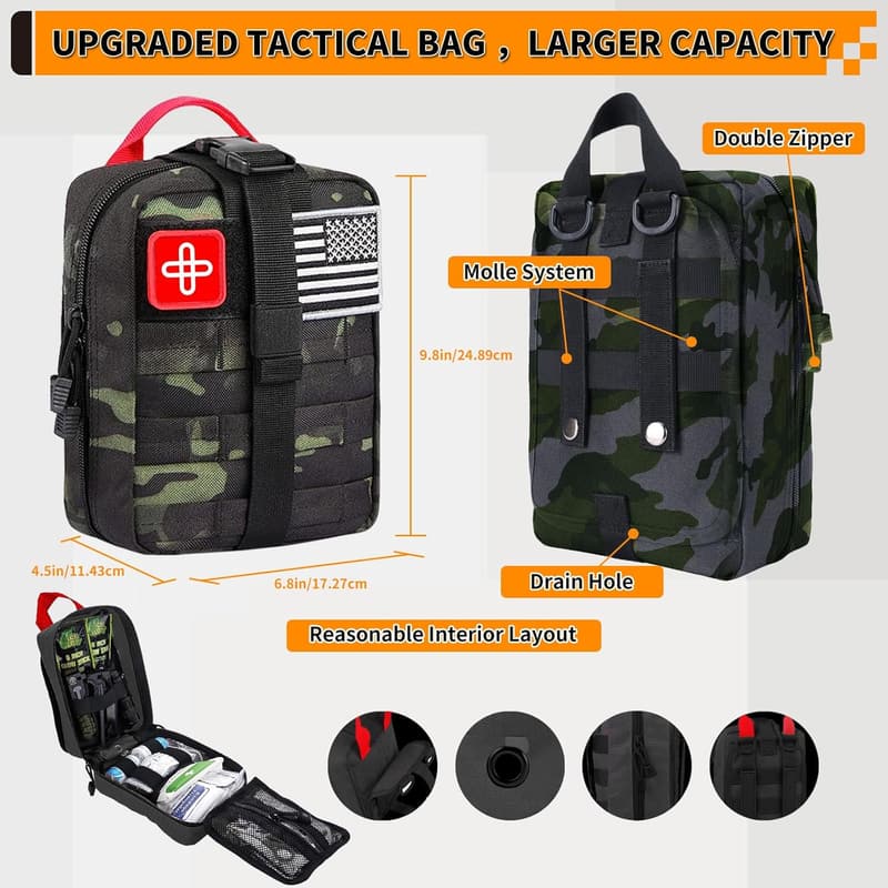 Emergency Survival Gear Kit with 252 Pcs for Car and Outdoor