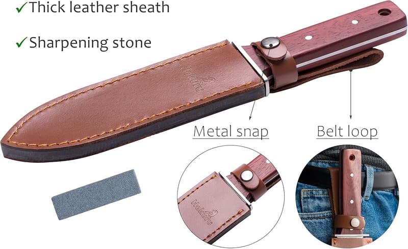 Hori Hori Knife - Stainless Steel Gardening Tool with Leather Sheath