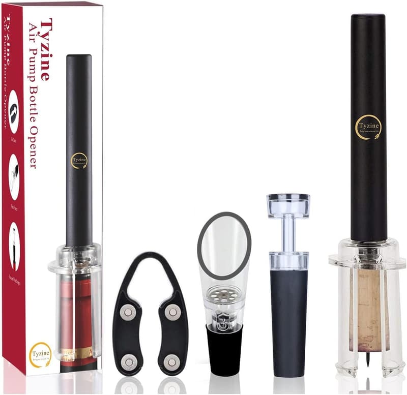 4-Piece Wine Tool Set: Air Pressure Opener with Aerator & Stopper