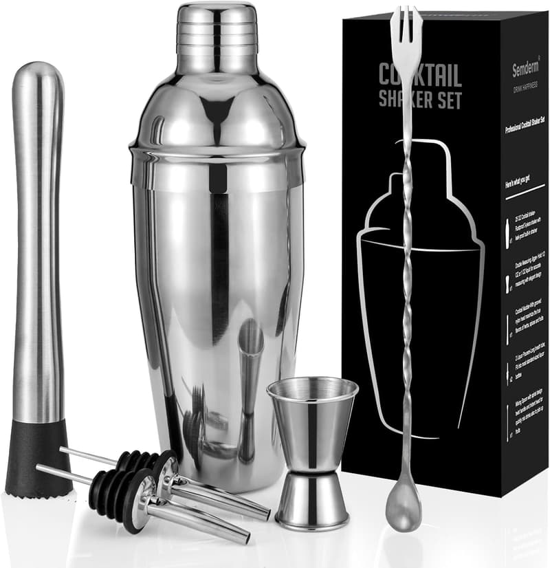 Premium 6-Piece Cocktail Shaker Set with Strainer and Tools