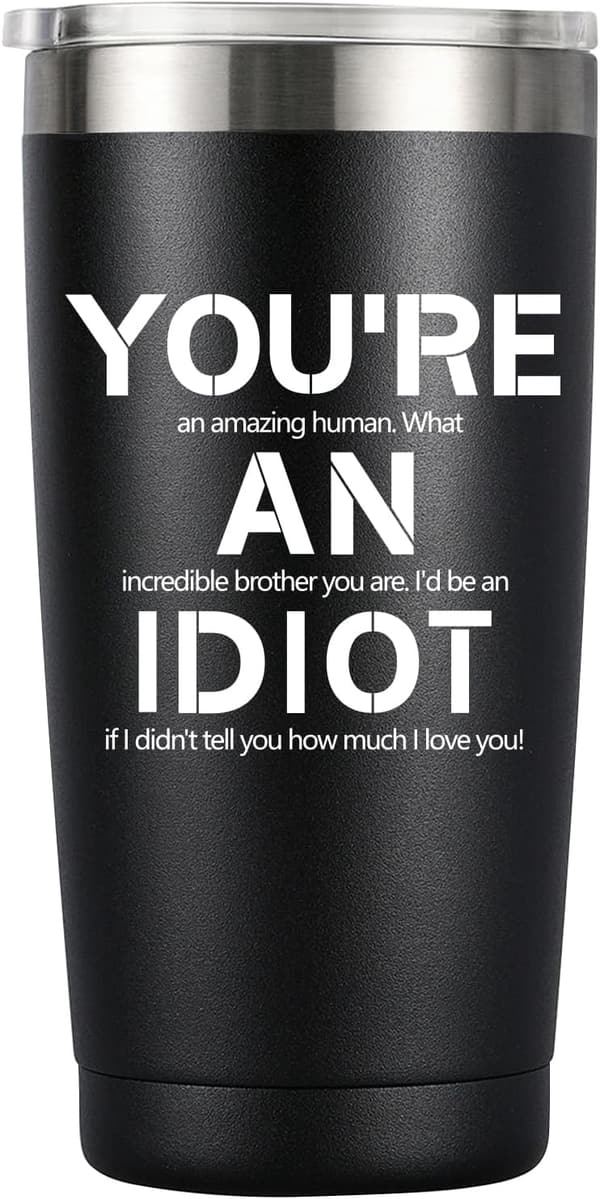 Birthday Gift for Brother - 20oz Black Stainless Steel Mug