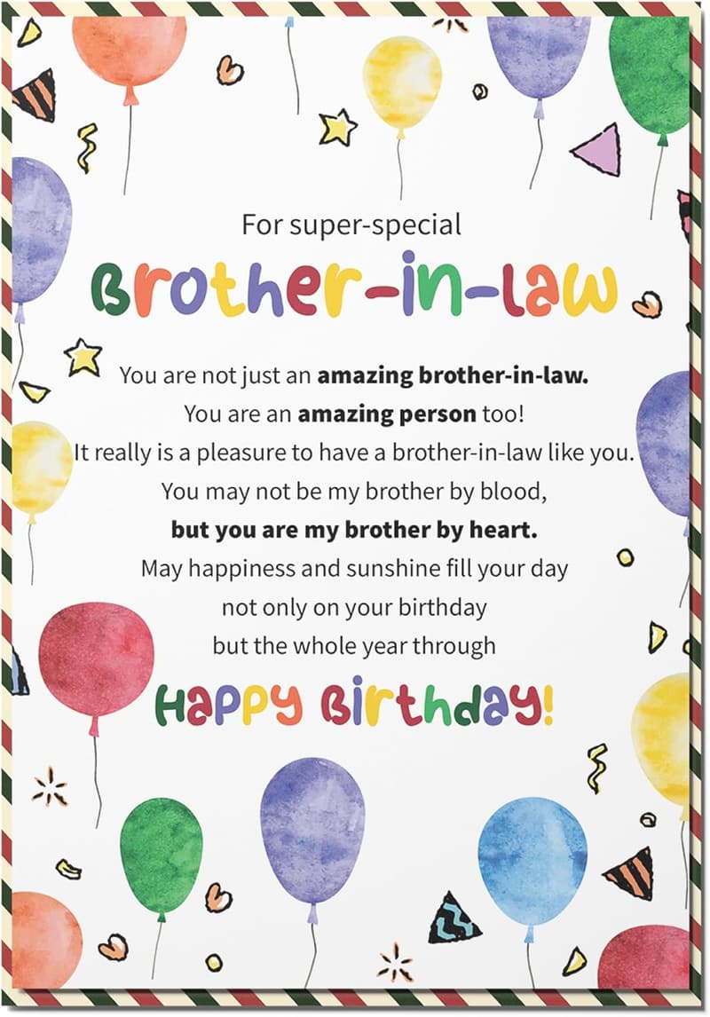 Happy Birthday Card for Brother-in-Law with Envelope