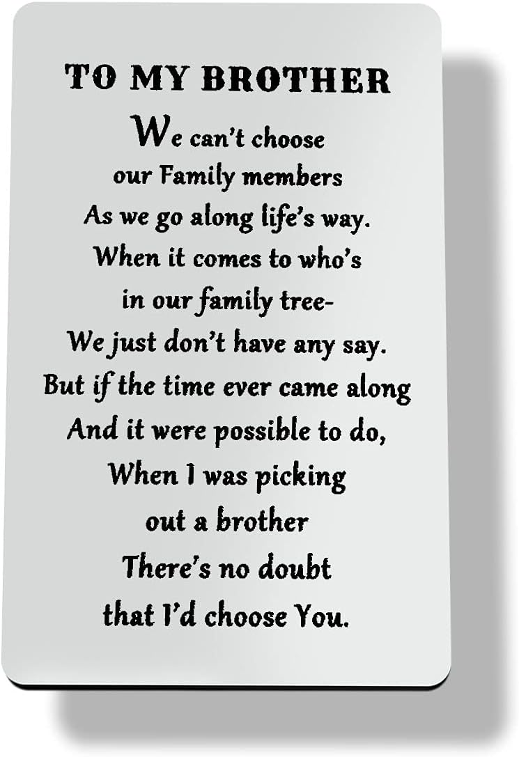 Engraved Wallet Card Inserts for Brothers - Perfect Gift for Him