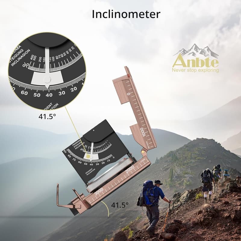 Professional Waterproof Metal Compass with Clinometer for Hiking